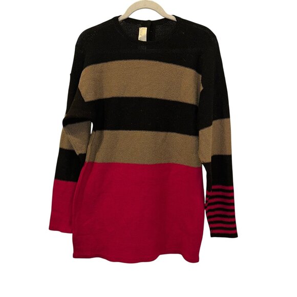 steve fabikant st john santan knit color block red black khaki sweater dress S - Picture 5 of 5